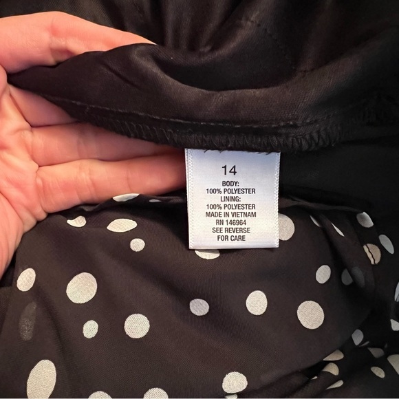 NWT Roz & Ali Polka Dot Wide Leg Ruffle Neck Jumpsuit, plus size jumpsuit 14 - Picture 8 of 8